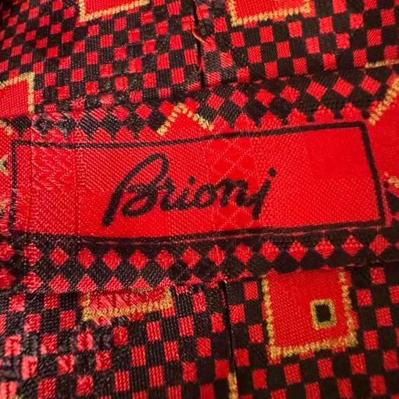 Brioni Red and Gold Geometric Men's Tie - Picture 2 of 4